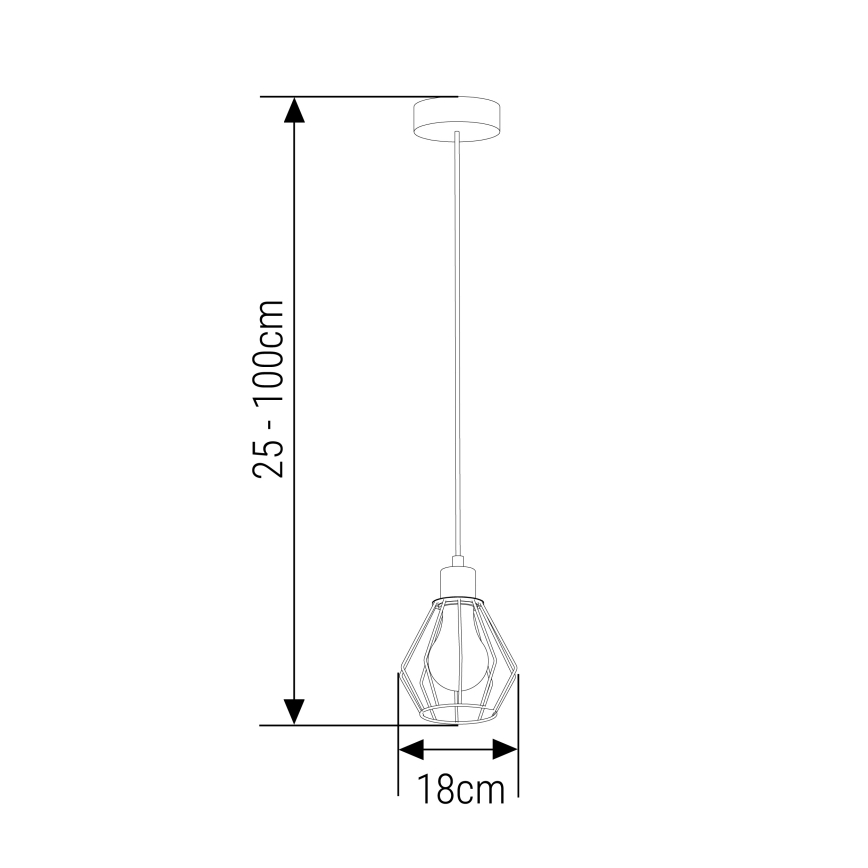 Pendel 1xE27/35W/230V diameter 18 cm sort