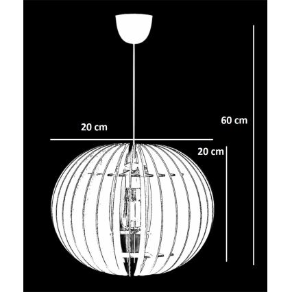 Pendel 1xE27/60W/230V diam. 20 cm brun