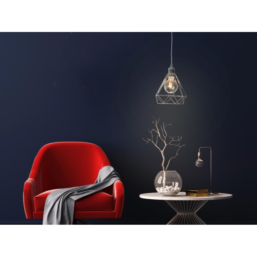 Pendel 1xE27/60W/230V diameter 22 cm skinnende krom