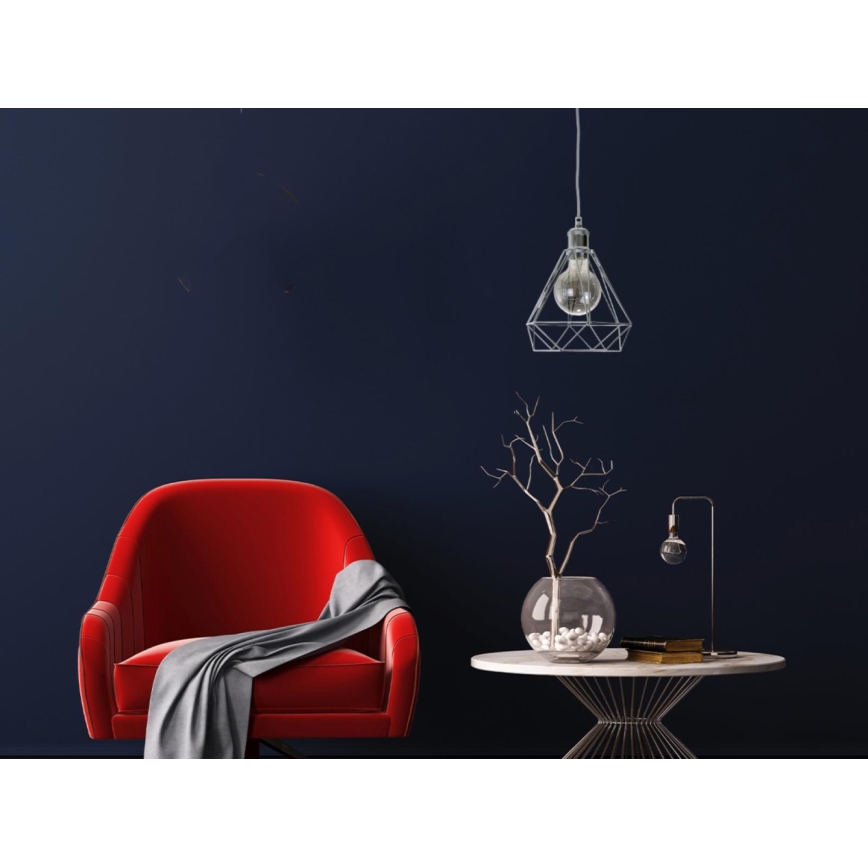 Pendel 1xE27/60W/230V diameter 22 cm skinnende krom