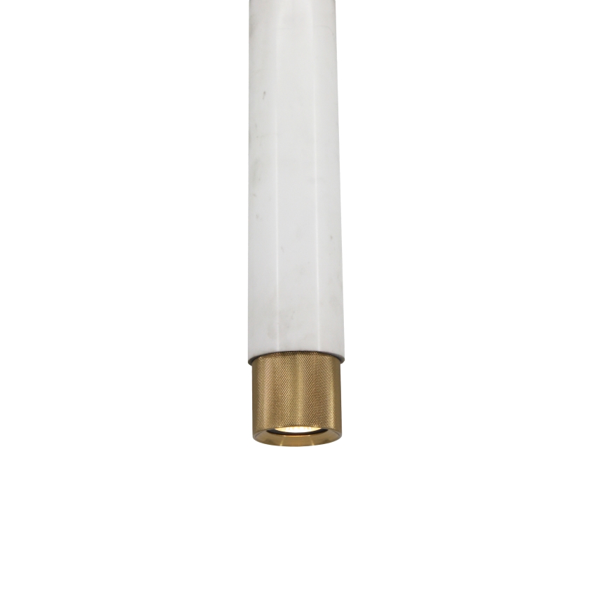 Pendel 1xGU10/8W/230V marmorhvid/messingfarvet