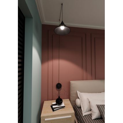 Pendel ABRAMO 1xE27/15W/230V sort
