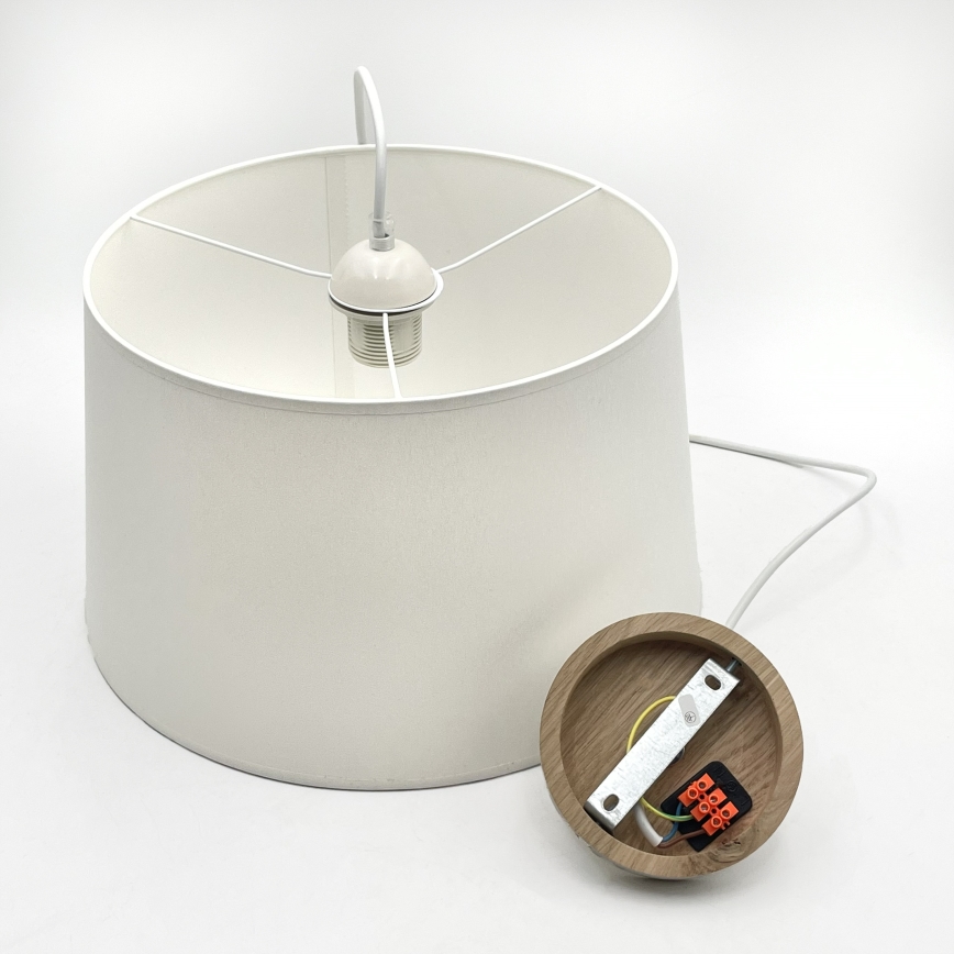 Pendel AIDA med wireophæng, 1x E27/60W/230V, Ø 35 cm, egetræ/hvid