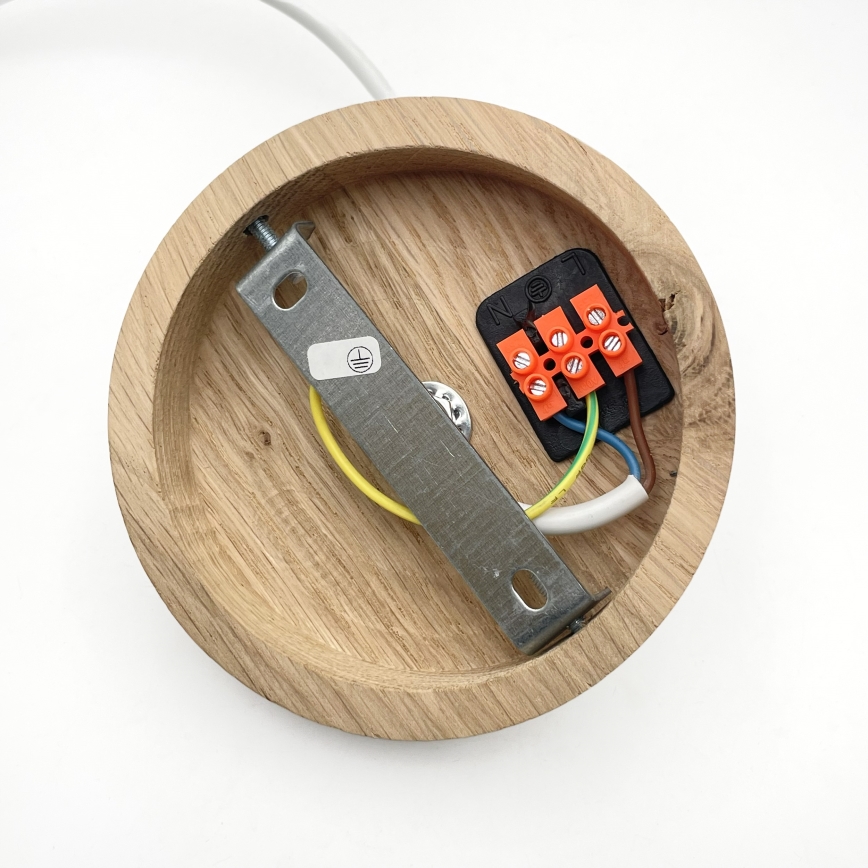 Pendel AIDA med wireophæng, 1x E27/60W/230V, Ø 35 cm, egetræ/hvid