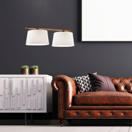 Pendel AIDA med wireophæng, 2 x E27, maks. 60 W pr. pære, 230 V, Ø 35 cm, eg/valnød