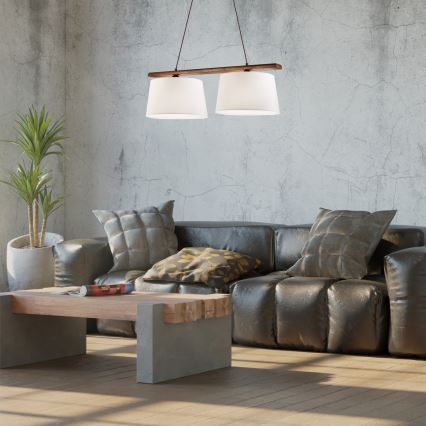 Pendel AIDA med wireophæng, 2 x E27, maks. 60 W pr. pære, 230 V, Ø 35 cm, eg/valnød