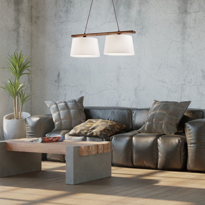 Pendel AIDA med wireophæng, 2 x E27, maks. 60 W pr. pære, 230 V, Ø 35 cm, eg/valnød