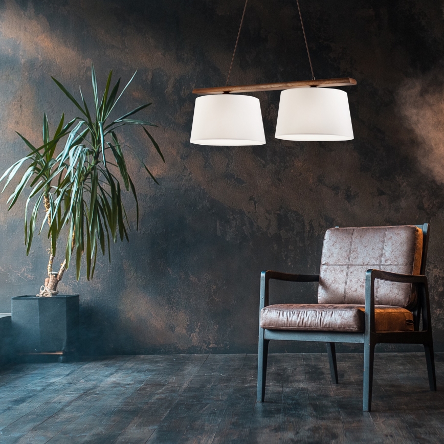 Pendel AIDA med wireophæng, 2 x E27, maks. 60 W pr. pære, 230 V, Ø 35 cm, eg/valnød