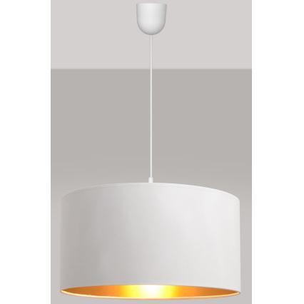 Pendel ALBA 1xE27/15W/230V diam. 40 cm hvid/guldfarvet