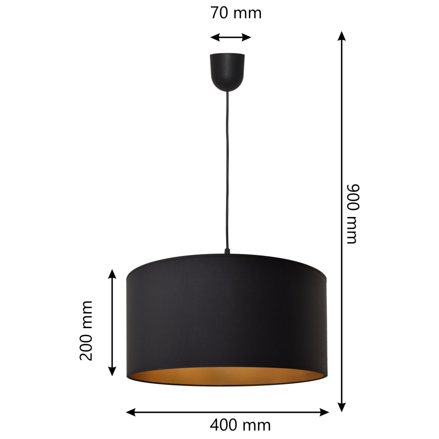 Pendel ALBA 1xE27/15W/230V diam. 40 cm sort/gylden