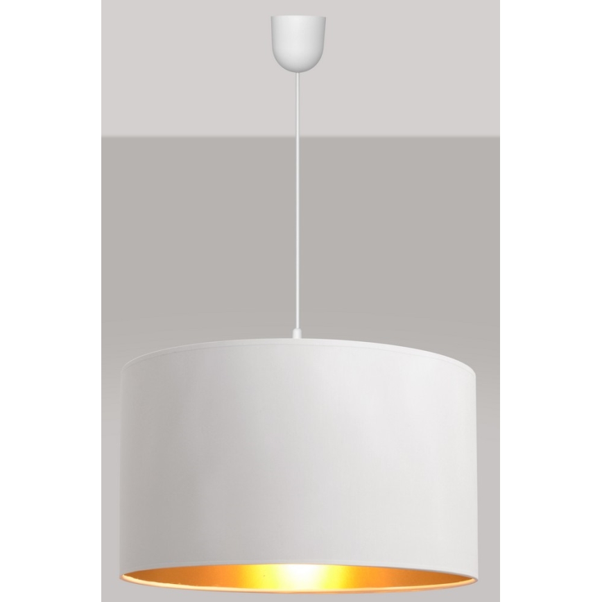Pendel ALBA 1xE27/15W/230V diam. 45 cm hvid/guldfarvet