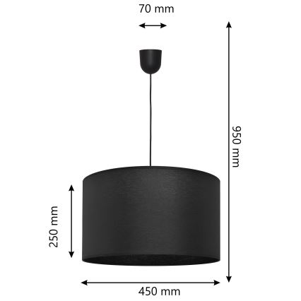 Pendel ALBA 1xE27/15W/230V diam. 45 cm sort