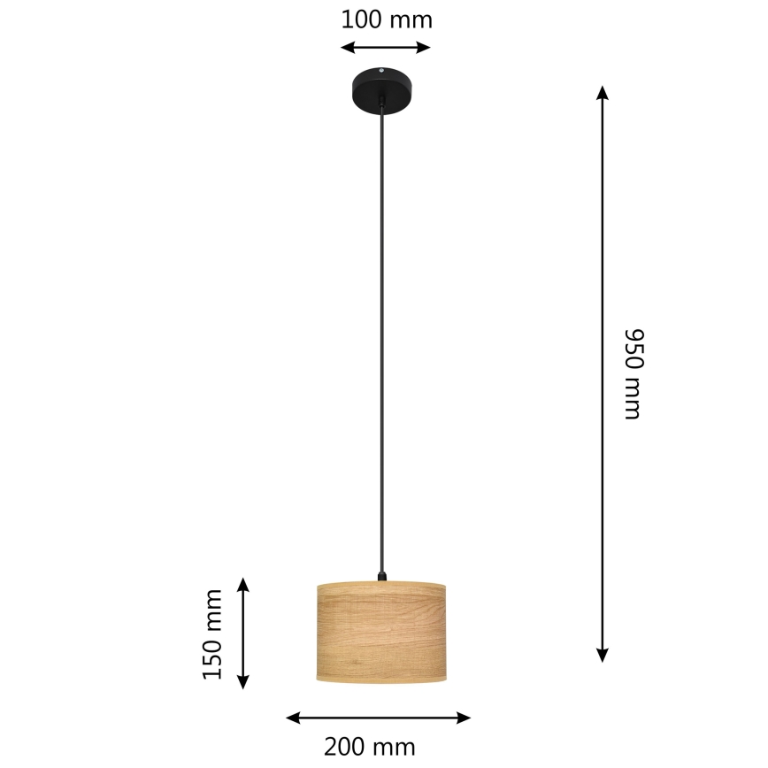 Pendel ALBA 1xE27/15W/230V diameter 20 cm brun/sort