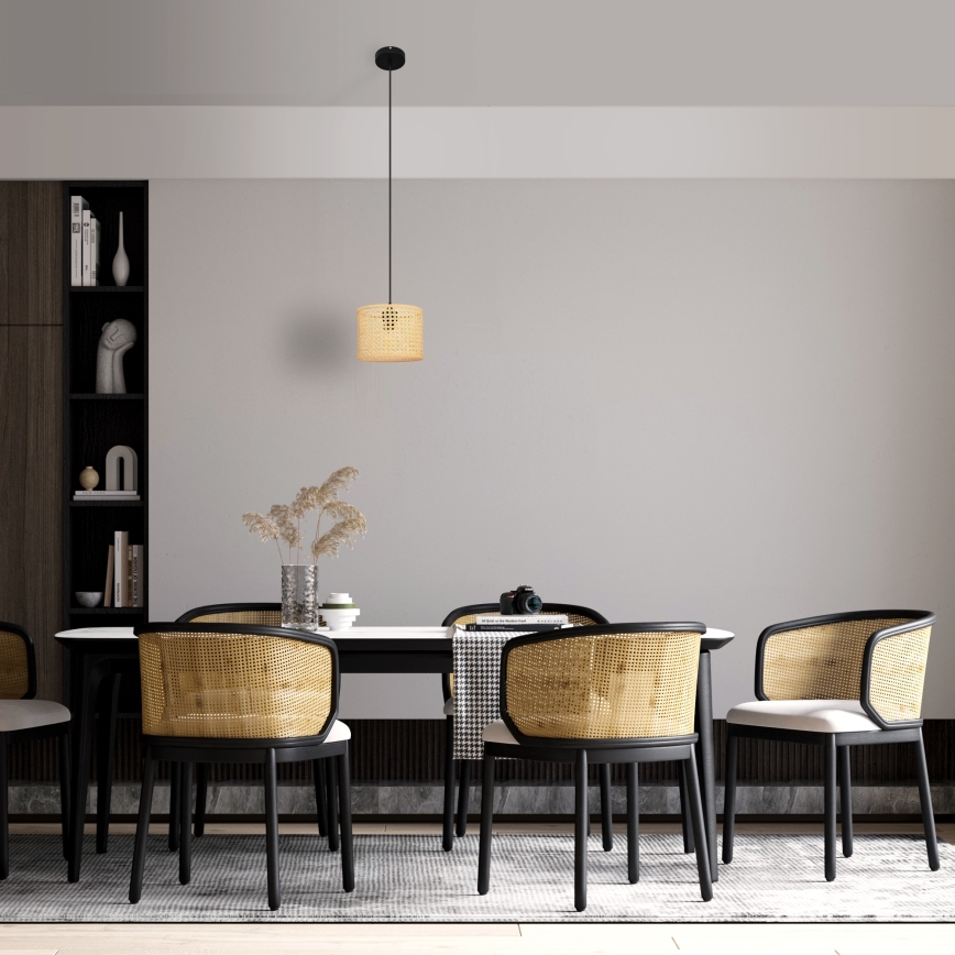 Pendel ALBA 1xE27/15W/230V diameter 20 cm Rattan/sort