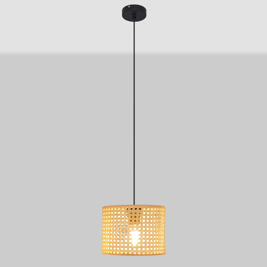 Pendel ALBA 1xE27/15W/230V diameter 20 cm Rattan/sort