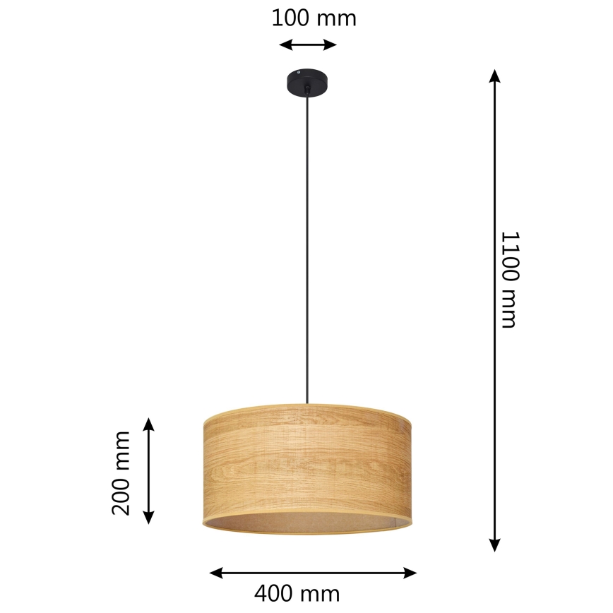 Pendel ALBA 1xE27/15W/230V diameter 40 cm brun/sort