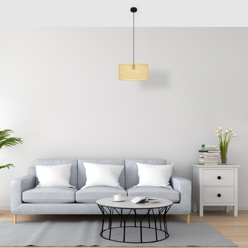 Pendel ALBA 1xE27/15W/230V diameter 40 cm Rattan/sort