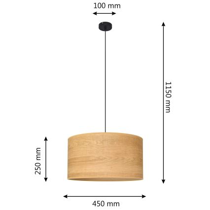 Pendel ALBA 1xE27/15W/230V diameter 45 cm brun/sort