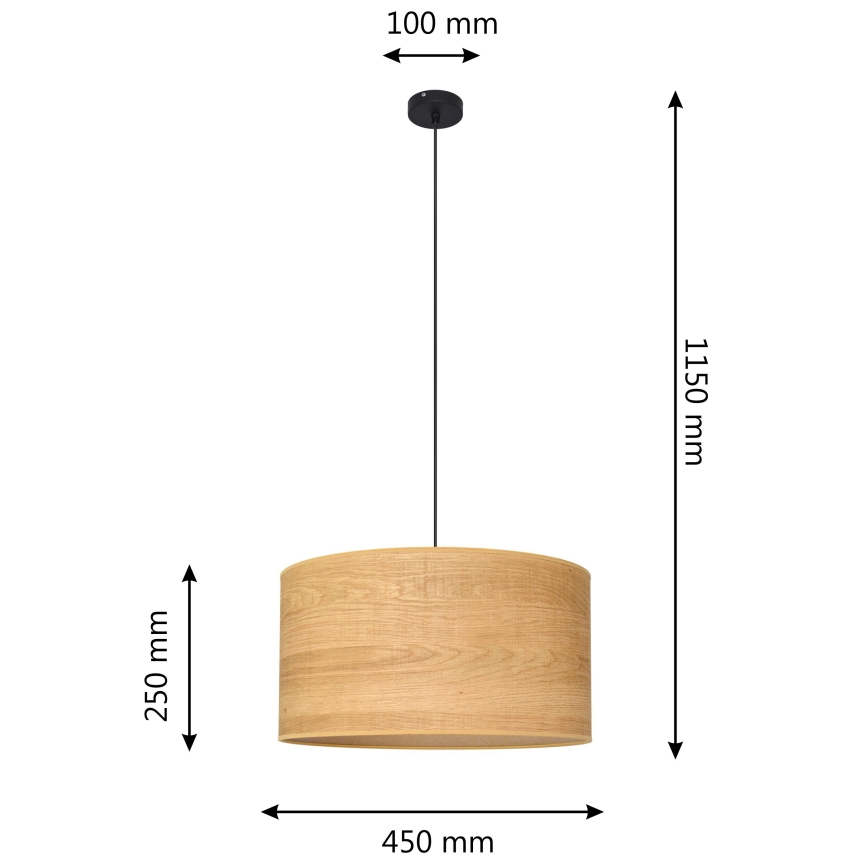 Pendel ALBA 1xE27/15W/230V diameter 45 cm brun/sort