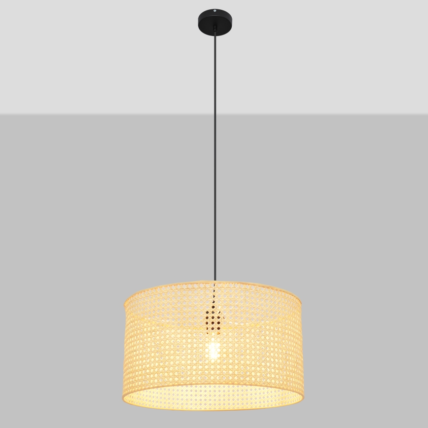 Pendel ALBA 1xE27/15W/230V diameter 45 cm Rattan/sort