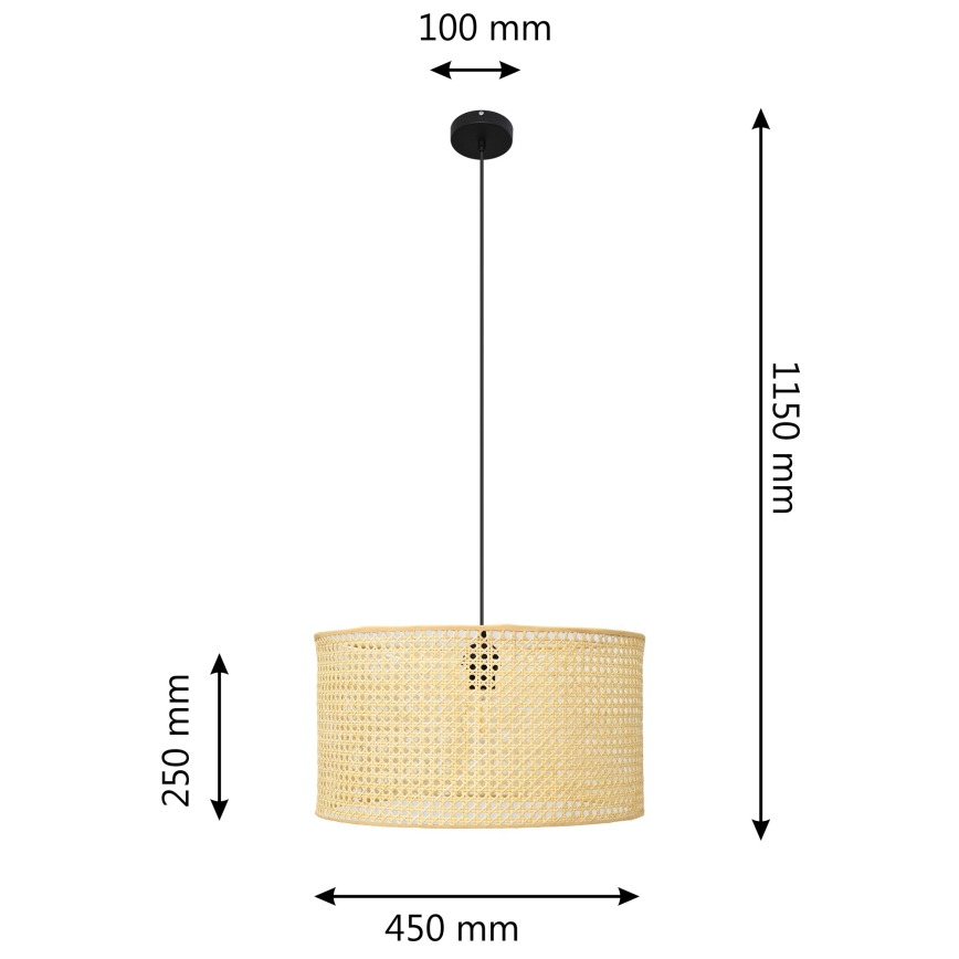 Pendel ALBA 1xE27/15W/230V diameter 45 cm Rattan/sort
