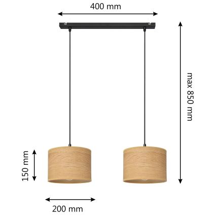 Pendel ALBA 2xE27/15W/230V brun/sort
