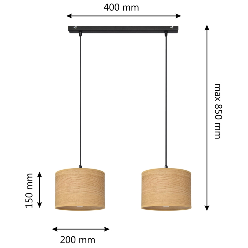 Pendel ALBA 2xE27/15W/230V brun/sort