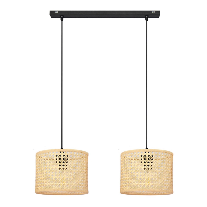 Pendel ALBA 2xE27/15W/230V Rattan/sort