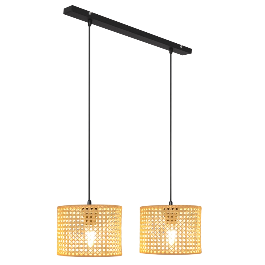 Pendel ALBA 2xE27/15W/230V Rattan/sort