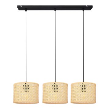 Pendel ALBA 3xE27/15W/230V Rattan/sort