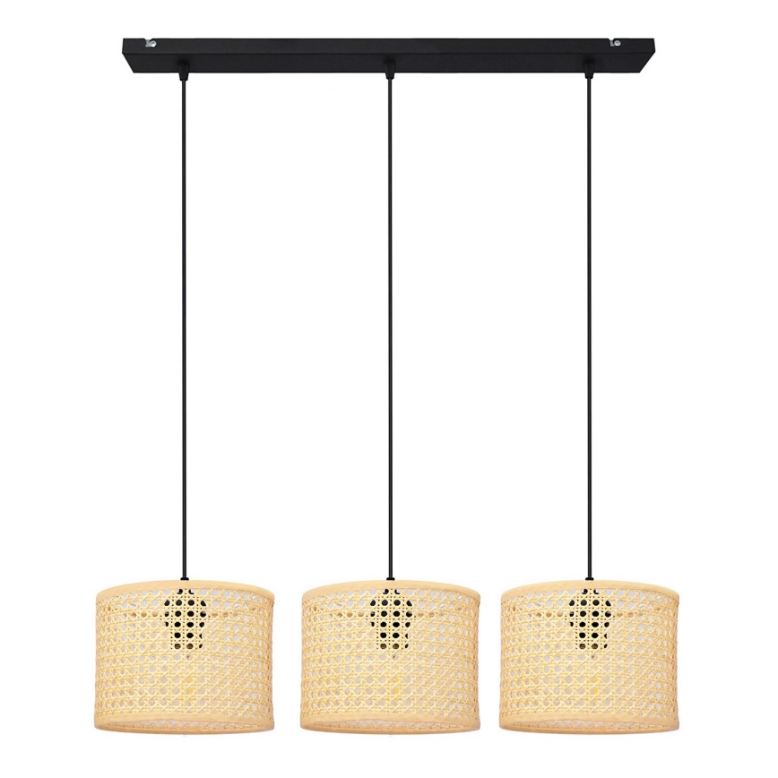 Pendel ALBA 3xE27/15W/230V Rattan/sort