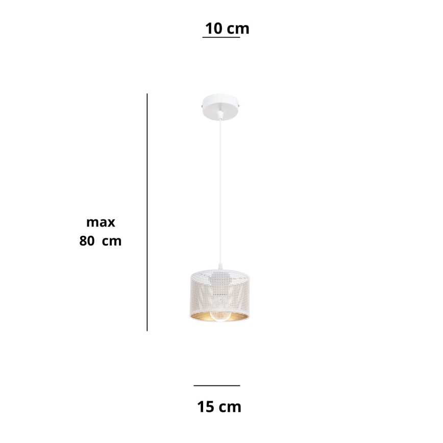 Pendel ALDO 1xE27/60W/230V diameter 15 cm hvid