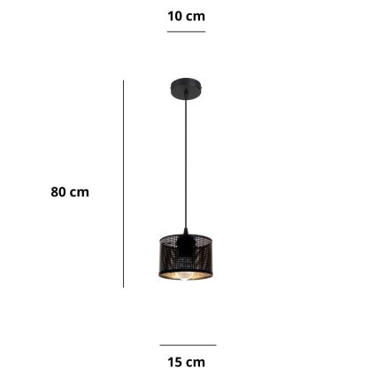 Pendel ALDO 1xE27/60W/230V diameter 15 cm sort