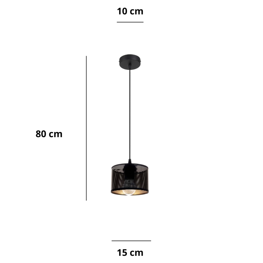 Pendel ALDO 1xE27/60W/230V diameter 15 cm sort