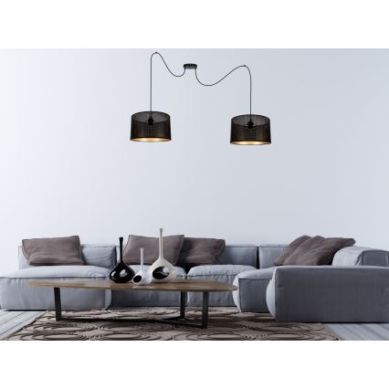 Pendel ALDO 2xE27/60W/230V edderkop sort