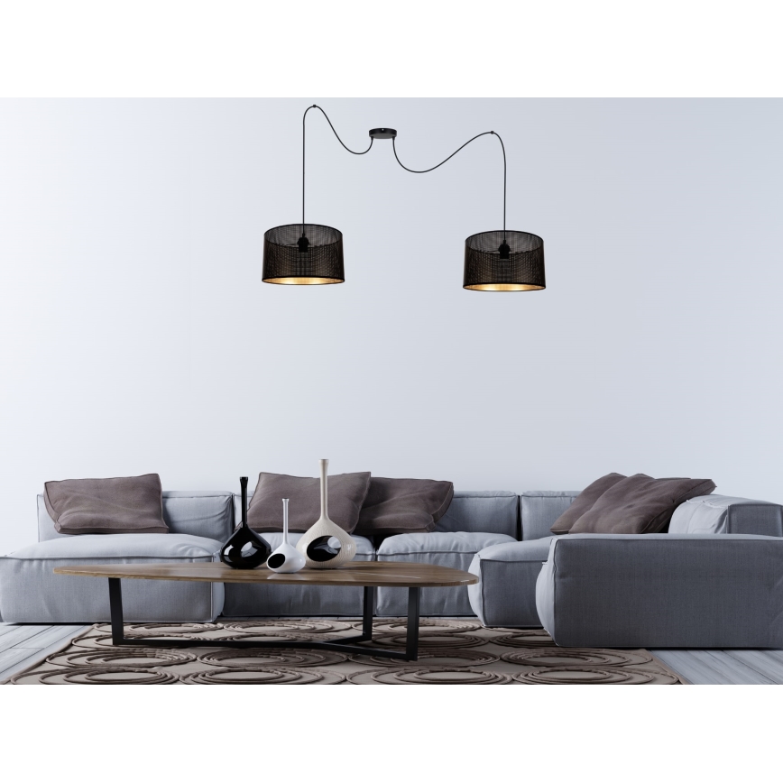 Pendel ALDO 2xE27/60W/230V edderkop sort