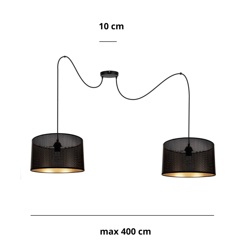 Pendel ALDO 2xE27/60W/230V edderkop sort