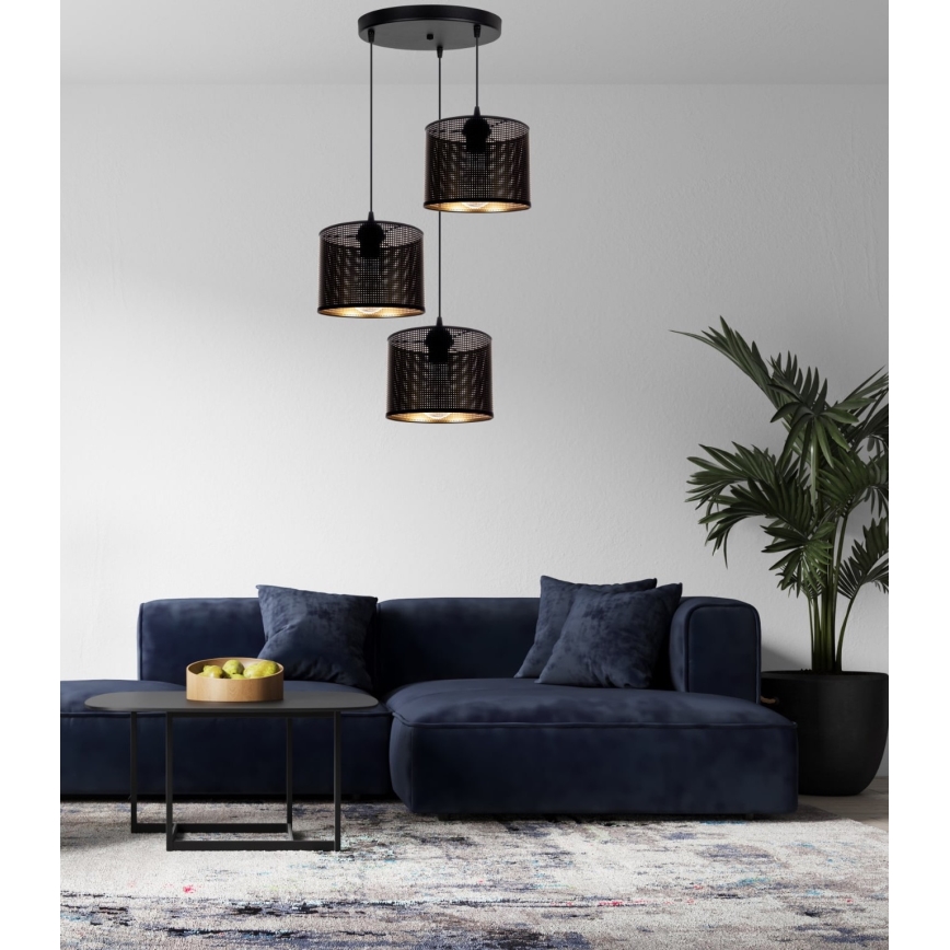 Pendel ALDO 3xE27/60W/230V diameter 45 cm sort