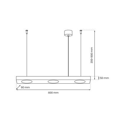 Pendel ALEXANDER 3xGX53/12W/230V sort