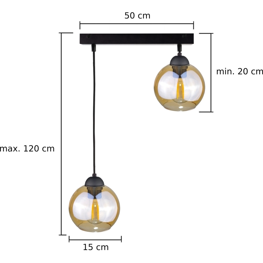 Pendel AMBRE BLACK 2xE27/60W/230V