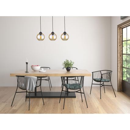 Pendel AMBRE BLACK 3xE27/60W/230V sort/røget brun