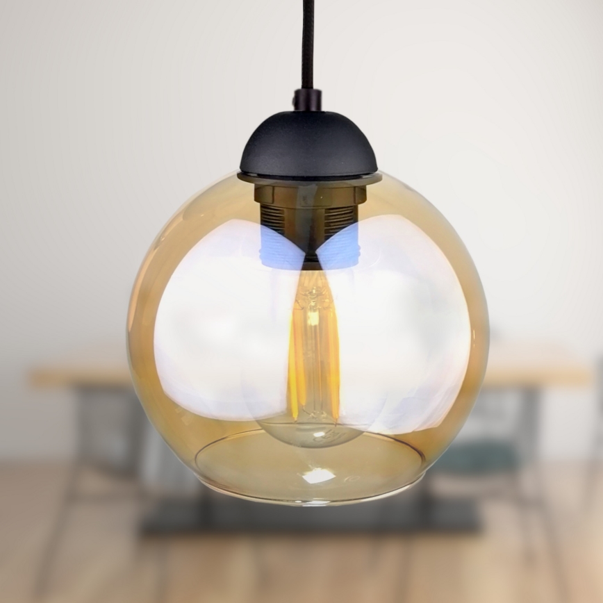 Pendel AMBRE BLACK 3xE27/60W/230V sort/røget brun
