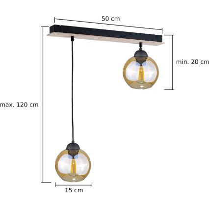 Pendel AMBRE WOOD 2xE27/60W/230V