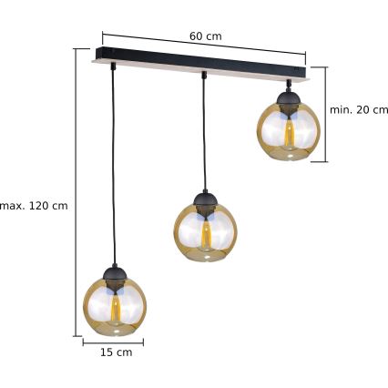 Pendel AMBRE WOOD 3xE27/60W/230V