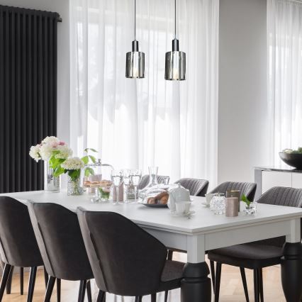 Pendel ARCADIA 1xE27/60W/230V diameter 13 cm sort/røget