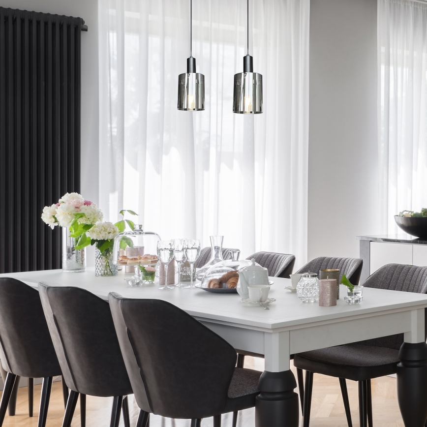 Pendel ARCADIA 1xE27/60W/230V diameter 13 cm sort/røget