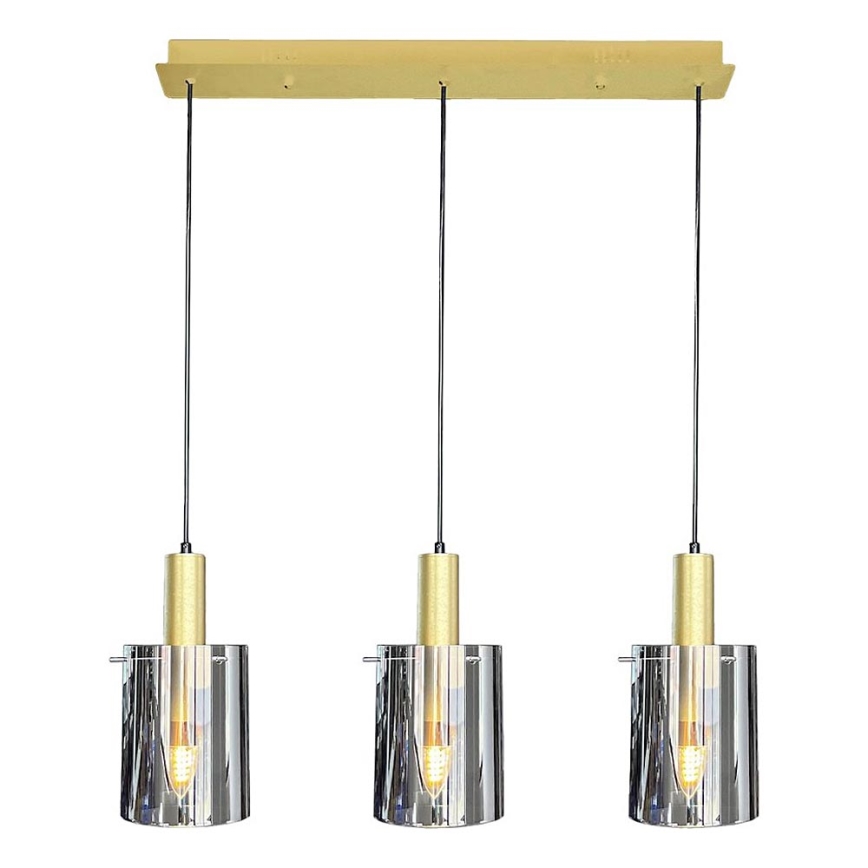 Pendel ARCADIA 3xE27/60W/230V guldfarvet/røget