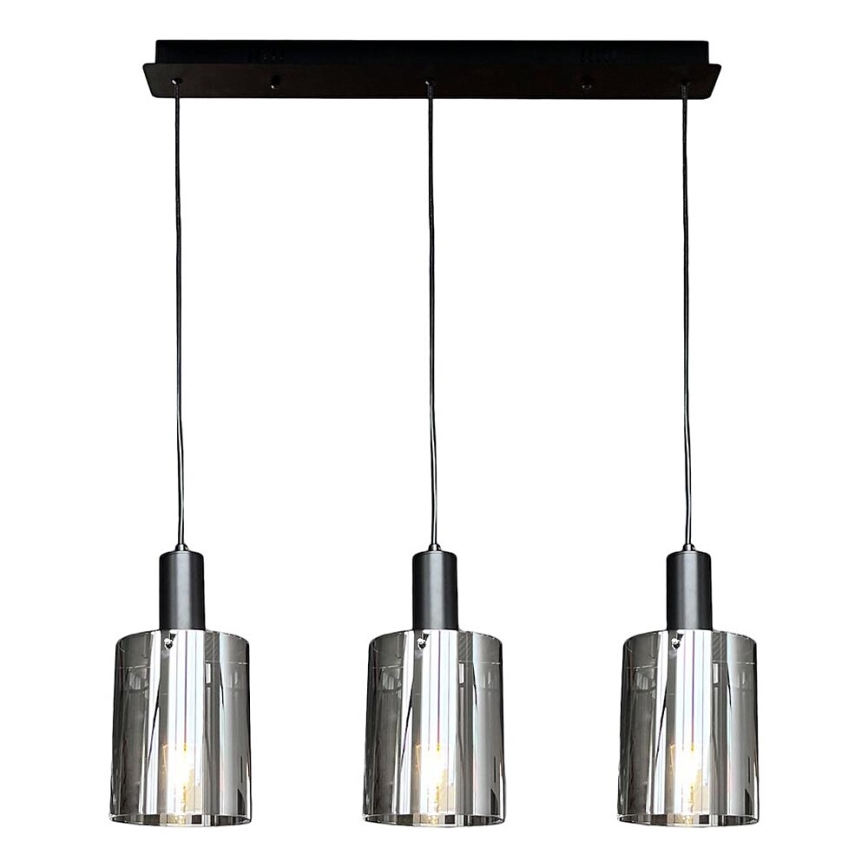 Pendel ARCADIA 3xE27/60W/230V sort/røget