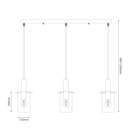 Pendel ARCADIA 3xE27/60W/230V sort/røget