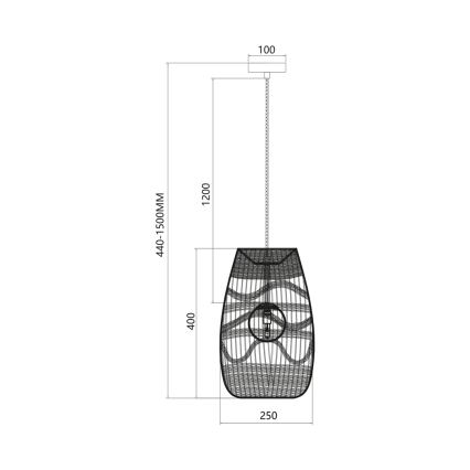 Pendel ARONA 1xG9/9W/230V diameter 25 cm Rattan/sort